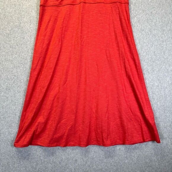 Horny Toad Women’s Size Medium Ruched Knee Length Dress coral Red Casual Stretch - Picture 3 of 10